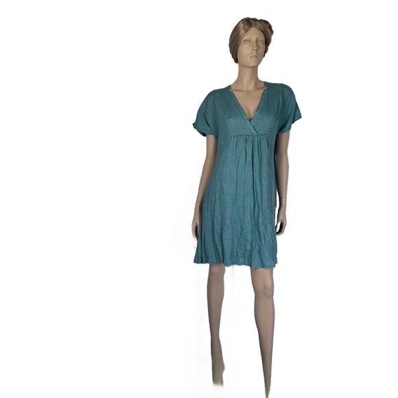 NWT Sundance 100% Linen Dress Teal Turquoise XS Dawn To Dusk Popover Pockets - Picture 10 of 10